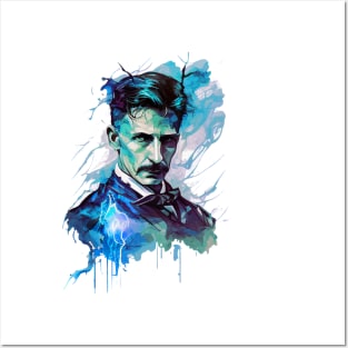 NIKOLA TESLA WATER COLOR PORTRAIT Posters and Art